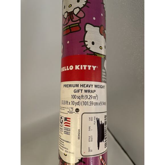 NEW HELLO KITTY Christmas Holiday GIFT Wrapping Paper 100 Sq Ft HTF! - Picture 5 of 5